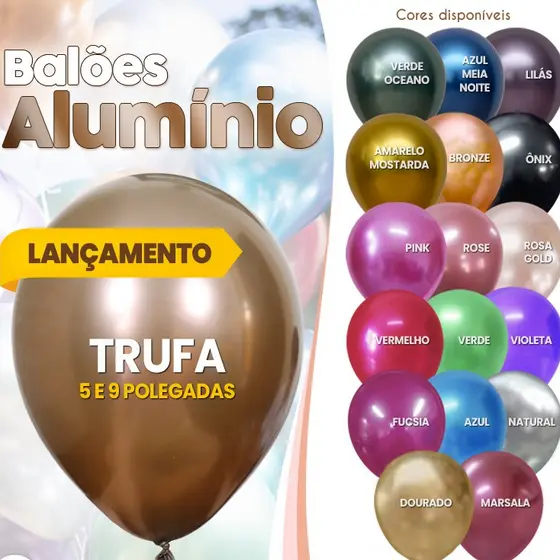 Balão 5 Polegadas Metálico Aluminio 25 Unidades Látex