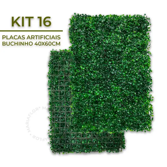 Kit 16 Unidades Placas 40x60 Buchinhos Grama Artificial Jardim Vertical Parede Verde Muro inglês