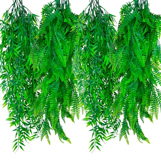 Mix Pendentes de Samambaia+ Pendentes de Bambu Artificial 80cm Pendurada Verde Artificial Decoração