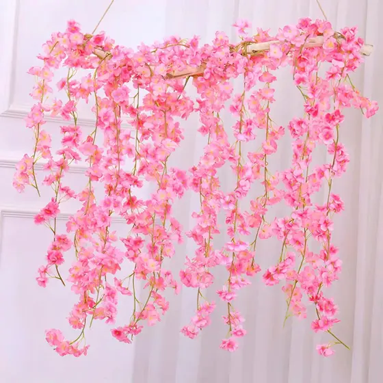 Corrente De Cerejeira Artificial 180cm 135 Flores Decoração Decorativa Flor Artificial Trepadeira