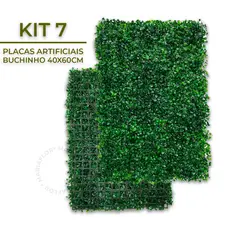 Kit 7 Unidades Placas 40x60 Buchinhos Grama Artificial Jardim Vertical Parede Verde Muro inglês