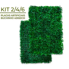 Kit 6 Unidades Placas 40x60 Buchinhos Grama Artificial Jardim Vertical Parede Verde Muro inglês