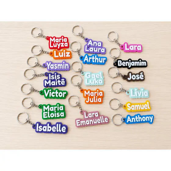 Chaveiro Nome Personalizado 3D Lembrancinhas Presentes e Brindes Mochilas