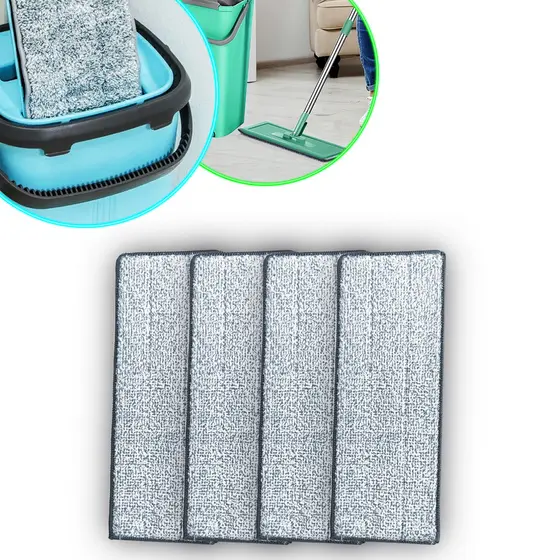 Kit 4 Refil Mop Flat Esfregão Rodo Lava E Seca Lenço Mop Microfibra