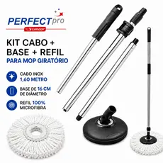 Kit Cabo Mop Giratório Perfect Pro Condor 972375 + Base Suporte 972376 + Refil Microfibra 972231