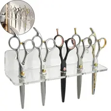 Porta 5 Tesouras  Acrilico Transparente Salão Barbeiro Horizontal Parede Barbearia Organizador  Suporte Profissional