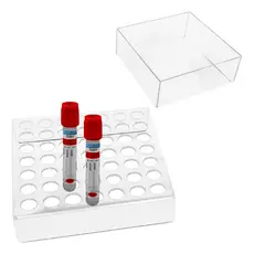 Rack Organizador Acrílico 49 Furos Tubos Coleta Sangue Compacto Estante Transparente Laboratório
