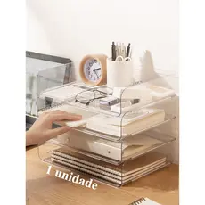 Organizador Bandeja Arquivo Papel A4 Mesa Escritorio 1 Unidade Para Montagem de Camadas Simples