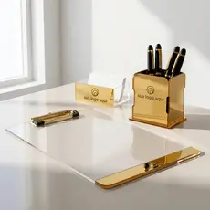 Kit Escritório Personalizado Prancheta Porta Caneta Cartões Clínica Consultório Médico