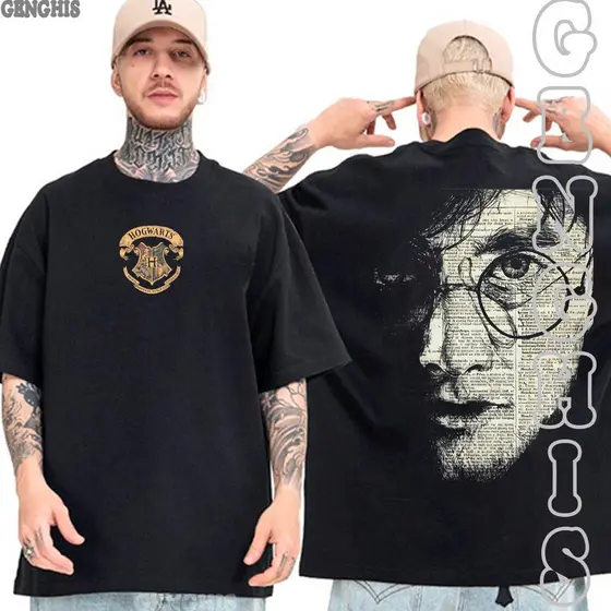 Camiseta HP Rosto Harry Filme Camisa Basica e Oversized Algodão