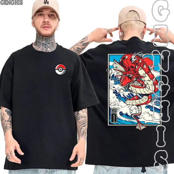 Camisa Gyarados Água/Voador Pokemon Jogo Anime Desenho Camiseta Basica e Oversized Unissex