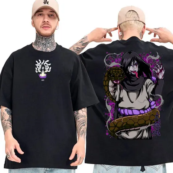 Camiseta Orochimaru Sannin Lendario Naruto Vilão Anime Manga Camisa Basica e Oversized Algodão