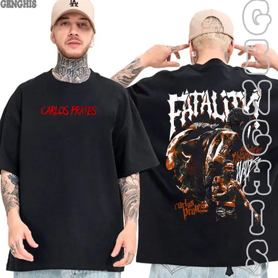 Camiseta Carlos Prates UFC MMA Lutador Brasileiro Camisa Basica e Oversized Plus Size Algodão