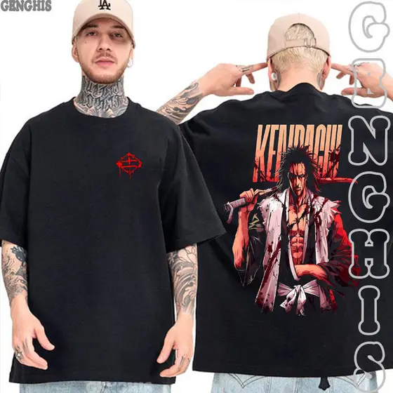 Camisa Kenpachi Zaraki Capitão Divisão 11 Gotei 13 Bleach Manga Japones Camiseta Oversized Unissex Algodão