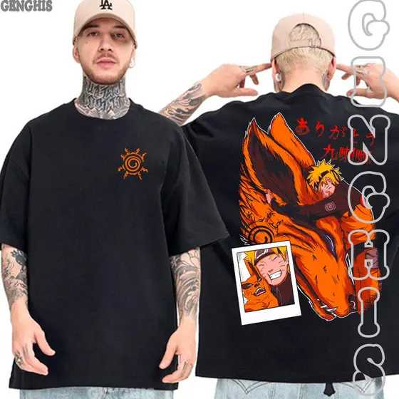 Camiseta Naruto Kurama Obrigado Amizade Raposa de Caldas Shippuden Desenho Anime Adeus Camisa Basica e Oversized Algodão