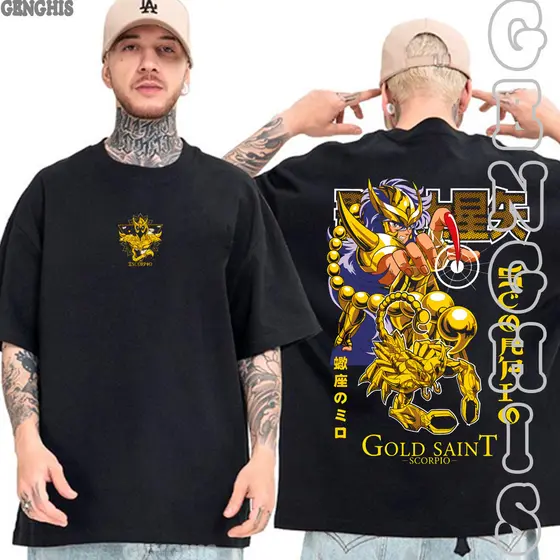 Camiseta Milo de Escorpião Cavaleiro de Ouro Os Cavaleiros do Zodíaco Anime Manga Camisa Basica e Oversized Unissex