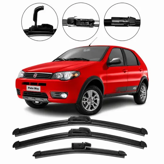 Kit Par Palheta Limpador de Parabrisa Silicone Fiat Palio Siena Strada 1996-2013