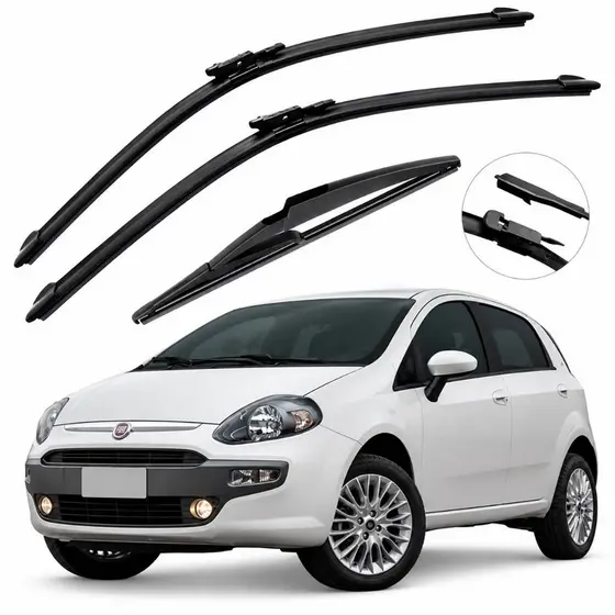 Kit Palhetas Limpador Parabrisa Silicone Punto 2008 À 2017 Par mais Traseira Opcional