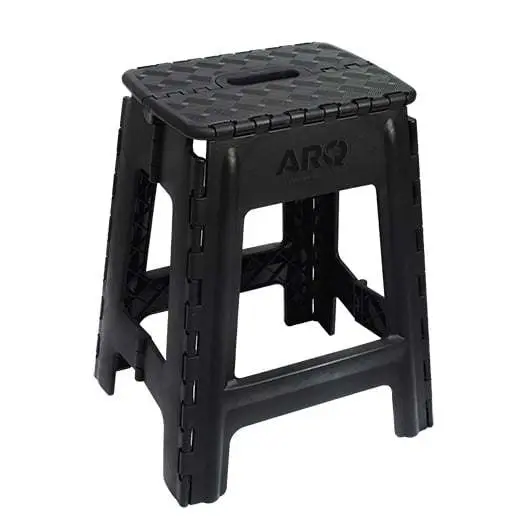 Banco Banqueta Alta Portatil Dobravel Multiuso Com Alça 100kg 45cm Plastico Preta
