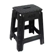 Banco Banqueta Alta Portatil Dobravel Multiuso Com Alça 100kg 45cm Plastico Preta