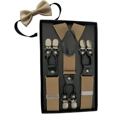 Kit Suspensório 3,5 Cm 6 Garras e Gravata Borboleta Varias Cores Adulto