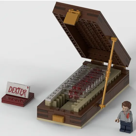 Conjunto De Blocos De Construção Dexter Morgan Blood Slide Box MOC-Estojo De Troféu Killer , Coleção De Slides De Sangue