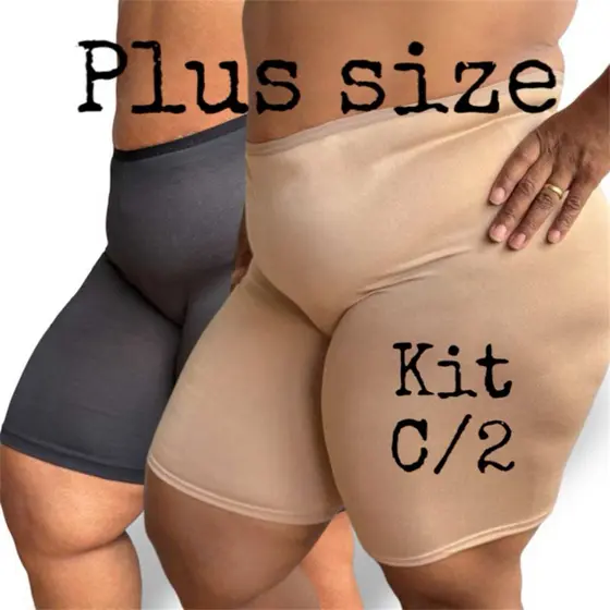 kit 2 Short Feminino Plus Size Anagua Segunda Pele Usar De Baixo De Saia E Vestido Bermuda Não Marca