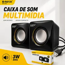 Caixa de Som para PC e Notebook B-Max BM-S205 USB P2 3,5mm Estéreo 3W RMS Compacta