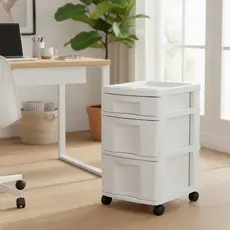 Gaveteiro Plástico Todo Branco 3 Gavetas com Rodinhas – Organizador Multiuso Agraplast 595