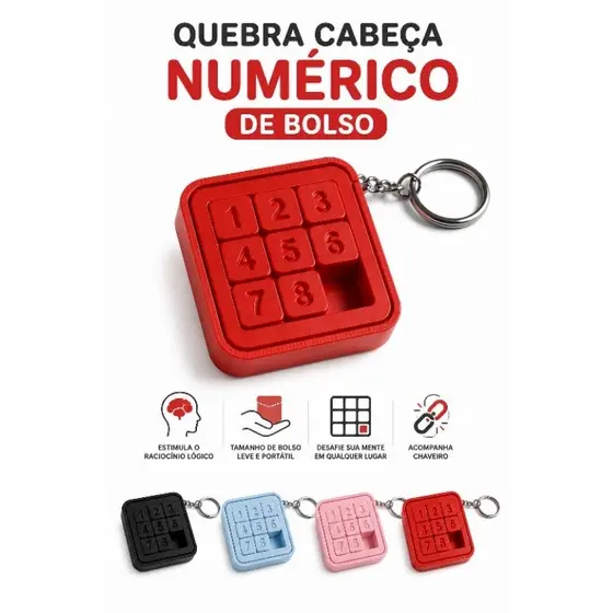 Quebra-Cabeça De Bolso 3x3 - Deslizante antiestresse