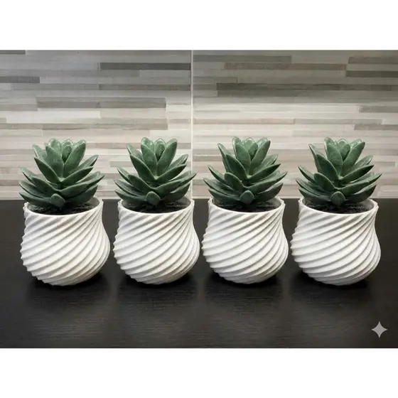 Kit com 4 Vasinhos Decorativos de Suculentas Artificiais – Decoração Moderna