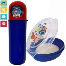 Kit Higiene Saboneteira e Porta Escova de Dentes Infantil Patrulha Canina Plasutil escolar higiene