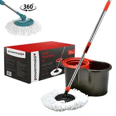 Mop Giratório Cabo Inox Limpeza Balde Esfregão 360 Spin Universal Original - Powermaid