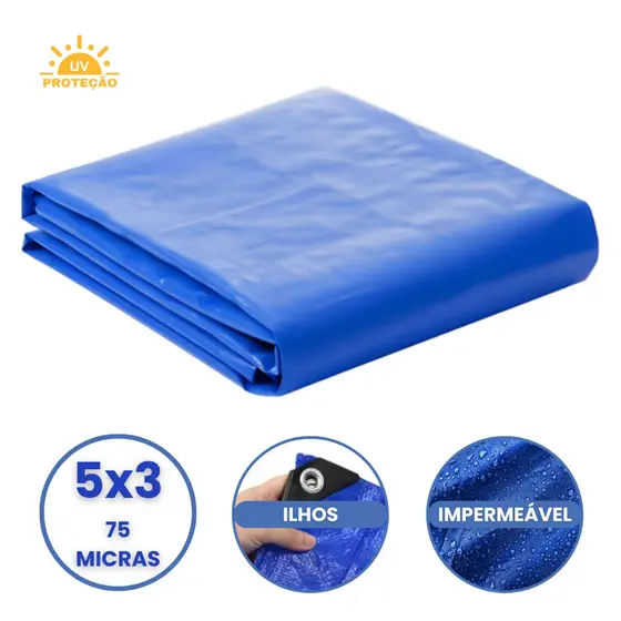 Lona Plastica Cobertura Impermeavel Azul 5x3 Starfer
