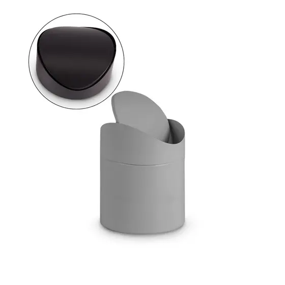 Mini Lixeira De Bancada Basculante Matte Cinza Powermaid