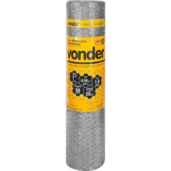 Tela Cercado Pinteiro Metálica Hexagonal Malha 1" 1,0m x 50m 24 BWG Vonder