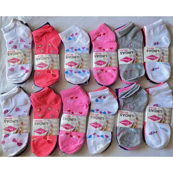 Kit 12 Pares Meias Feminina  Soquete Cores Fofas 35ao40