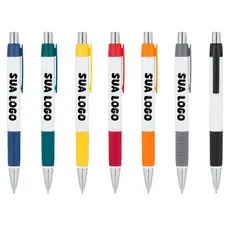 Kit 50/100 Canetas Modelo 511 - Plástico Diversas Cores - Tinta Azul - Personalizadas Nome, Logo ou Frase