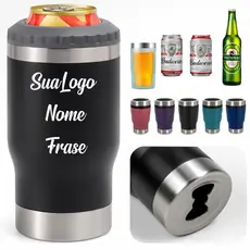 Copo Termico Inox 420ml Porta Lata Latinha Lonk neck cerveja Personalizado Nome logo Frase