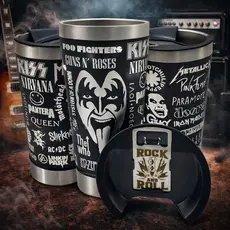 Copo Térmico Personalizado Bandas Beatles Scorpions Metallica Guns n´Roses Kiss Rock in Roll