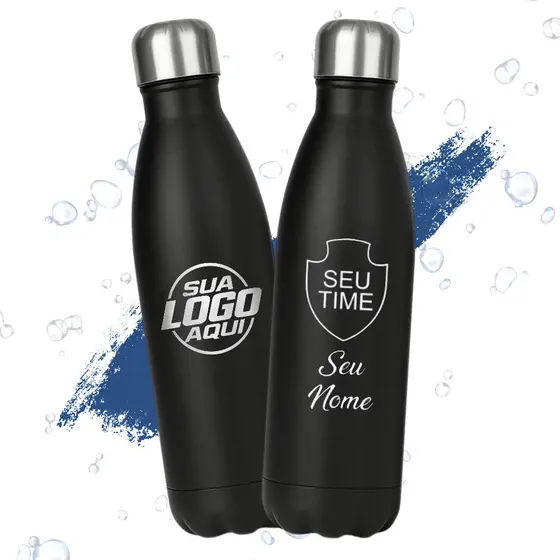 Garrafa Inox Squeeze 500ml Personalizada c/NOME ou LOGOTIPO Presente - DIA DOS PROFESSORES - Professor - Time - Academia