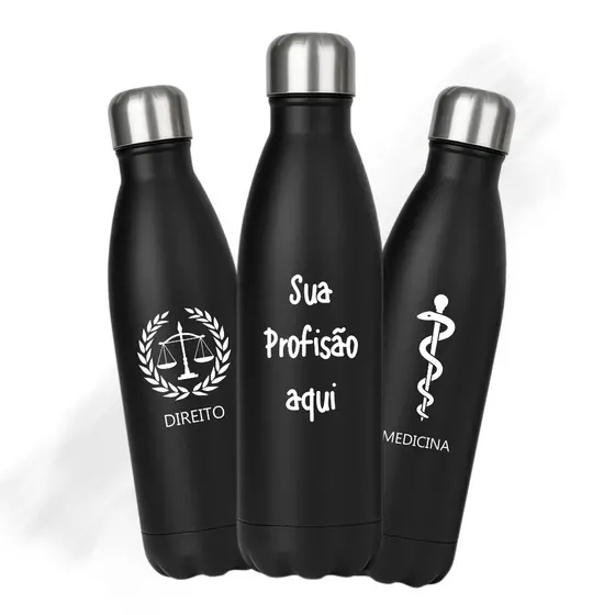 Garrafa Térmica 500ml em Aço Inox Squeeze personalizada  - Profissões Faculdade Curso