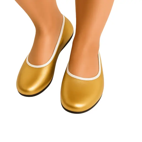 Sapatilha Dourada Metalizada Ouro Simples ballet carnaval diversão dança festa cosplay Desfiles
