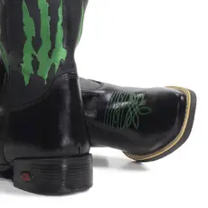 Bota Texana Masculina Bordada Monster Promoção Black Friday