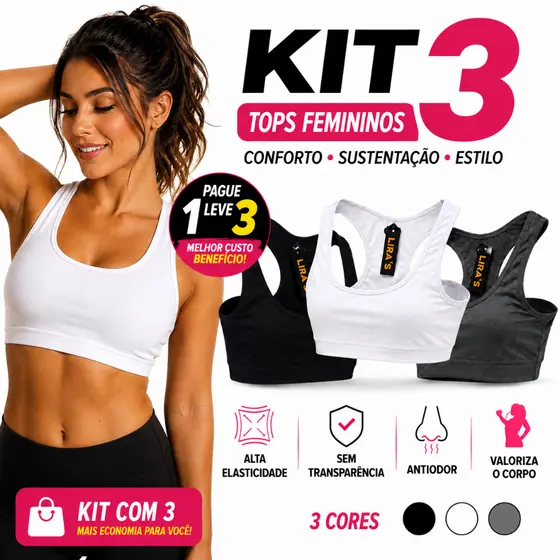 Kit c/3 Top Fitness Feminino Nadador/Regata Para Camimhada Treino Academia