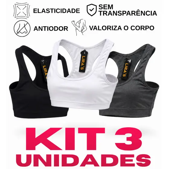 Kit 3 Top Academia Fitness Boa Sustentação Nadador/Regata para Treino Caminhada Envio Rápido