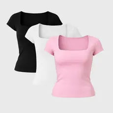 Blusa decote quadrado básica academia dia a dia suplex