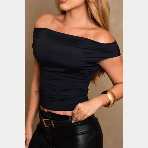 Blusa Suplex Feminina Ombro a Ombro dia a dia básica suplex manguinha