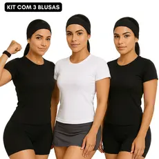 3 Kit Blusa academia dia a dia básica suplex manguinha Verão 2026
