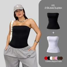 Kit 2 Cropped Tube Tomara Que Caia Básica Suplex Duplo